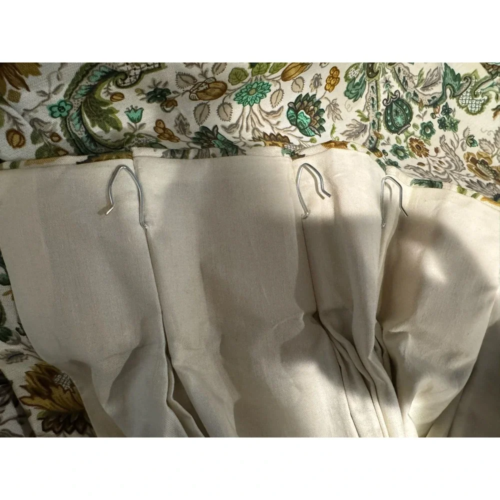 Vtg 60s Floral Damask Tapestry Curtain Set of 2 Baroque Pattern Ornat PinchPleat